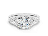White gold Cushion Cut Moissanite Solitaire Twist Band Prong Setting Ring_73