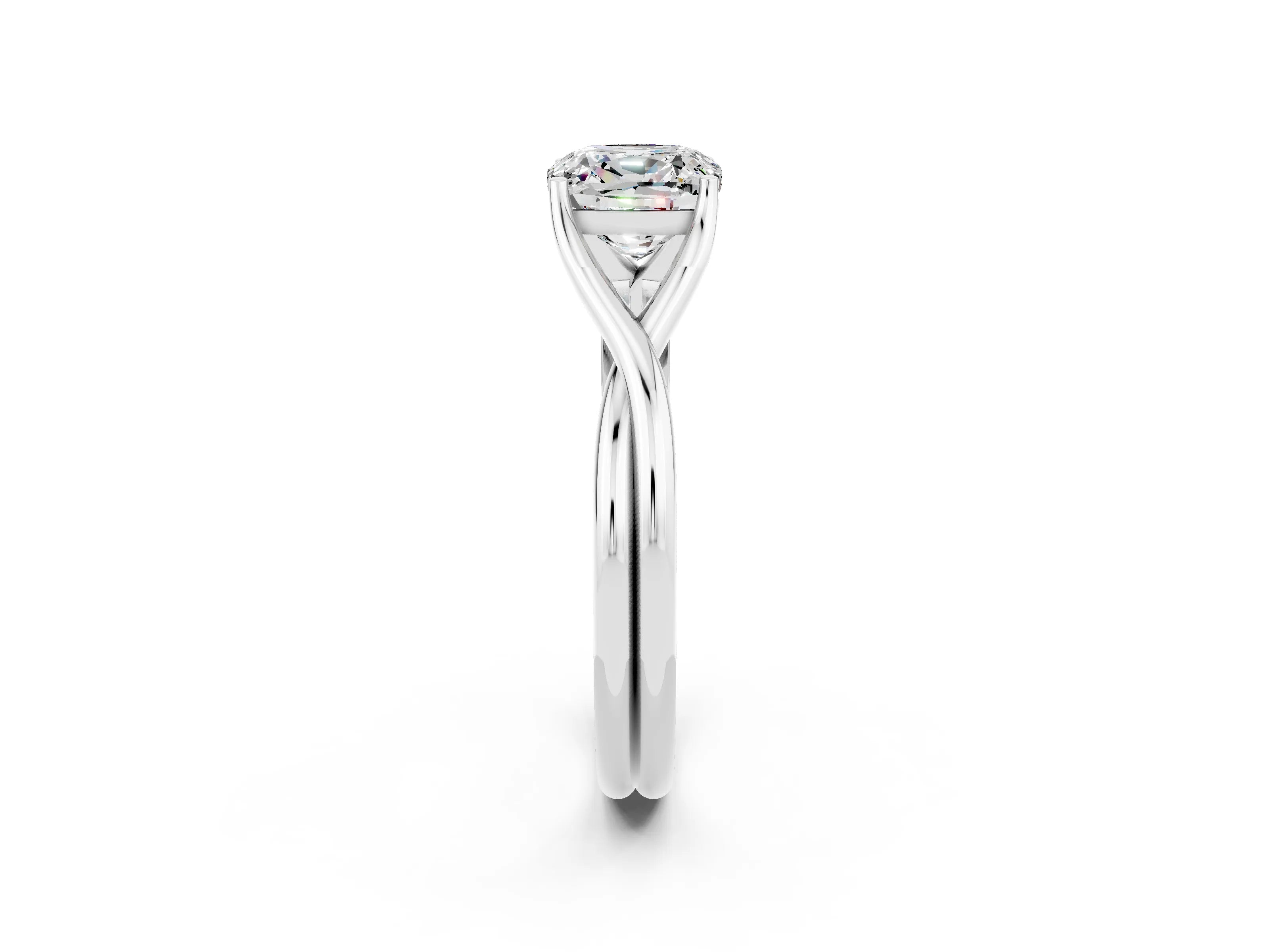 White gold Cushion Cut Moissanite Solitaire Twist Band Prong Setting Ring_75