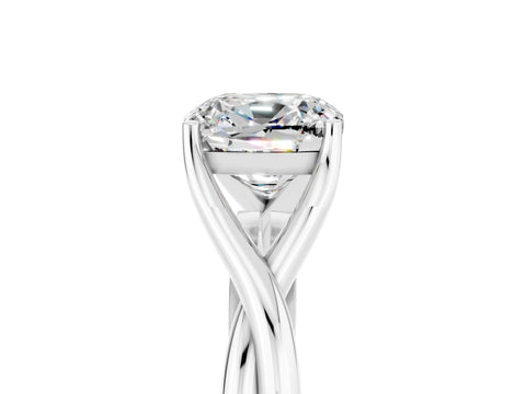 White gold Cushion Cut Moissanite Solitaire Twist Band Prong Setting Ring_78