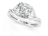 White gold Cushion Cut Moissanite Solitaire Twist Band Prong Setting Ring_79