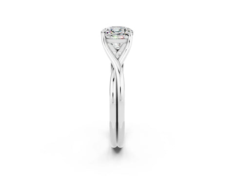 White gold Cushion Cut Moissanite Solitaire Twist Band Prong Setting Ring_80