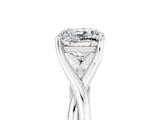 White gold Cushion Cut Moissanite Solitaire Twist Band Prong Setting Ring_83