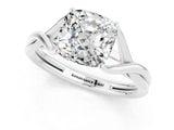 White gold Cushion Cut Moissanite Solitaire Twist Band Prong Setting Ring_91