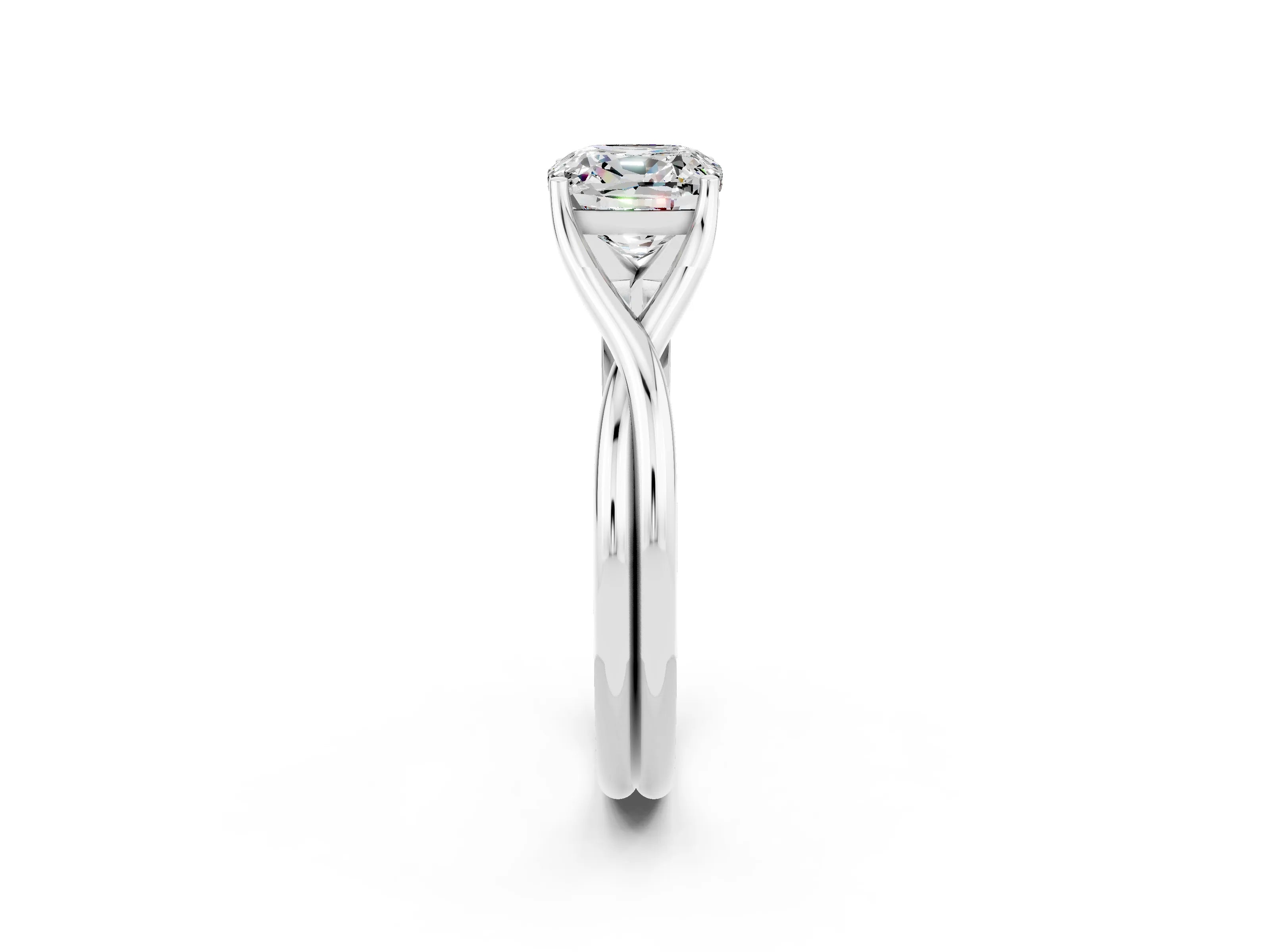 White gold Cushion Cut Moissanite Solitaire Twist Band Prong Setting Ring_92