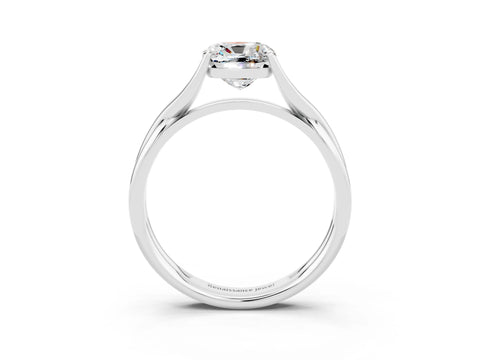 White gold Cushion Cut Moissanite Solitaire Twist Band Prong Setting Ring_93