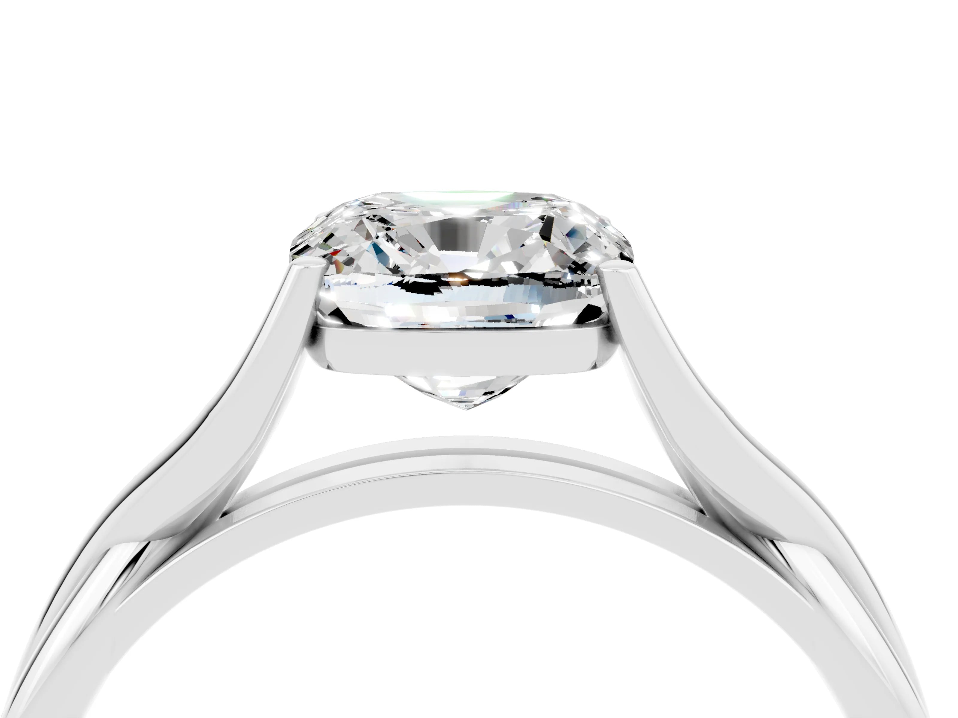White gold Cushion Cut Moissanite Solitaire Twist Band Prong Setting Ring_94