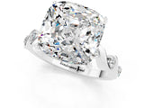White gold Cushion Cut Moissanite Solitaire Twisted Band with Round  Accents and Prong Setting_13