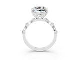White gold Cushion Cut Moissanite Solitaire Twisted Band with Round  Accents and Prong Setting_15