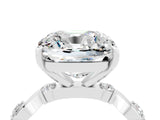 White gold Cushion Cut Moissanite Solitaire Twisted Band with Round  Accents and Prong Setting_16