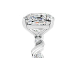 White gold Cushion Cut Moissanite Solitaire Twisted Band with Round  Accents and Prong Setting_17