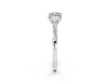 White gold Cushion Cut Moissanite Solitaire with Side Baguettes and Channel Set Band_2