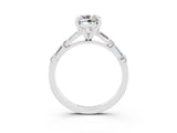 White gold Cushion Cut Moissanite Solitaire with Side Baguettes and Channel Set Band_3