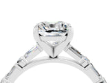 White gold Cushion Cut Moissanite Solitaire with Side Baguettes and Channel Set Band_4