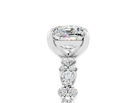White gold Cushion Cut Moissanite Solitaire with Side Stones, Pave Band, Four-Prong Setting_41