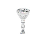 White gold Cushion Cut Moissanite Solitaire with Side Stones on a Pavé Band and Four-Prong Setting_5