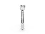 White gold Cushion Cut Moissanite Split Shank Engagement Ring with Pavé Band_2