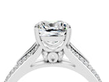 White gold Cushion Cut Moissanite Split Shank Engagement Ring with Pavé Band_4
