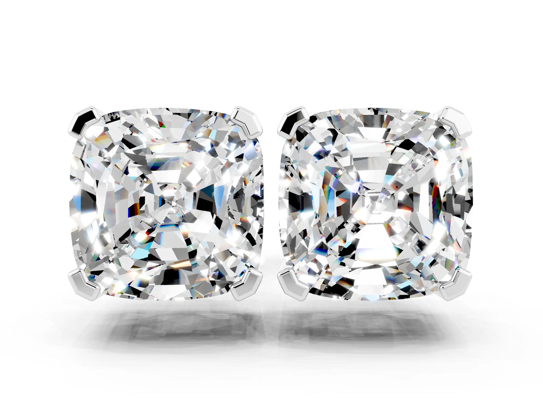 Silver 2.10 Carat Cushion Moissanite Stud Earrings