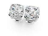 Silver 2.10 Carat Cushion Moissanite Stud Earrings