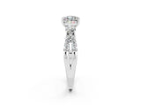 White gold Cushion Cut Moissanite Three-Stone Ring with Pavé Split Shank and Four-Prong Setting_14