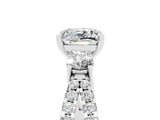 White gold Cushion Cut Moissanite Three-Stone Ring with Pavé Split Shank and Four-Prong Setting_17