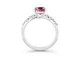 White gold Cushion Cut Morganite Cluster Side Stone Solitaire Ring with Prong Setting_27