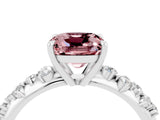 White gold Cushion Cut Morganite Cluster Side Stone Solitaire Ring with Prong Setting_28