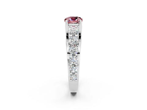 White gold Cushion Cut Morganite Engagement Ring with Pavé Band and Four-Prong Setting_2