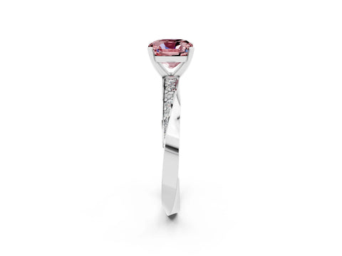 White gold Cushion Cut Morganite Engagement Ring with Side Stone Accents and Four-Prong Setting_23