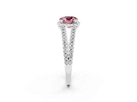 White gold Cushion Cut Morganite Halo Split Shank Engagement Ring_14
