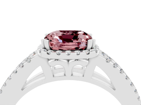 White gold Cushion Cut Morganite Halo Split Shank Engagement Ring_16