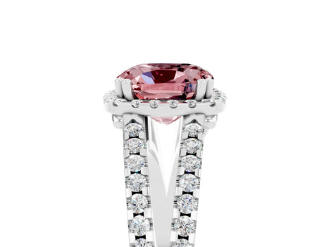 White gold Cushion Cut Morganite Halo Split Shank Engagement Ring_17