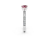 White gold Cushion Cut Morganite Milgrain Pavé Engagement Ring with Four-Prong Setting_14