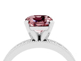 White gold Cushion Cut Morganite Milgrain Pavé Engagement Ring with Four-Prong Setting_16