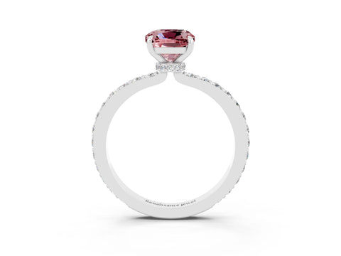 White gold Cushion Cut Morganite Pavé Engagement Ring with Round  Accents and Prong Setting_27