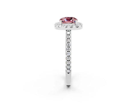 White gold Cushion Cut Morganite Pavé Halo Ring with Four-Prong Setting_14