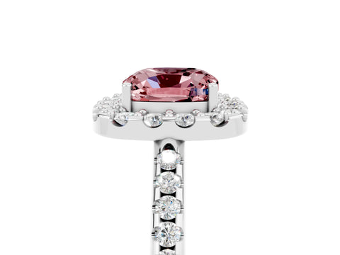 White gold Cushion Cut Morganite Pavé Halo Ring with Four-Prong Setting_17