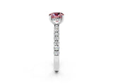 White gold Cushion Cut Morganite Pave Band Solitaire Ring with Four-Prong Setting_26
