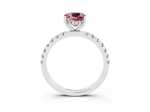 White gold Cushion Cut Morganite Pave Band Solitaire Ring with Four-Prong Setting_27