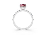 White gold Cushion Cut Morganite Pave Band Solitaire Ring with Four-Prong Setting_27