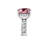 White gold Cushion Cut Morganite Pave Band Solitaire Ring with Four-Prong Setting_29