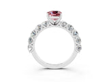 White gold Cushion Cut Morganite Prong Setting with Side Stones on a Pave Band_3