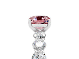White gold Cushion Cut Morganite Prong Setting with Side Stones on a Pave Band_5