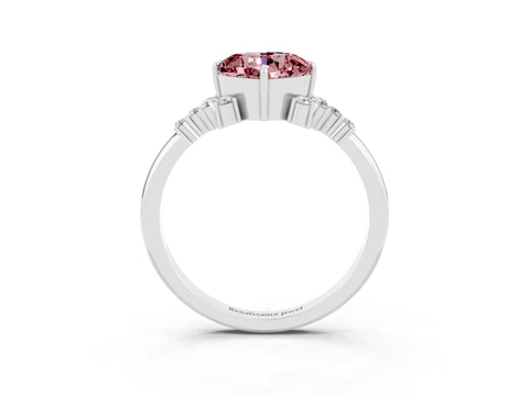 White gold Cushion Cut Morganite Ring with Side Stones and Four-Prong Setting_39