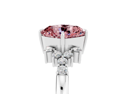 White gold Cushion Cut Morganite Ring with Side Stones and Four-Prong Setting_41
