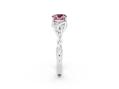 White gold Cushion Cut Morganite Solitaire Celtic Knot Ring with Four-Prong Setting_14