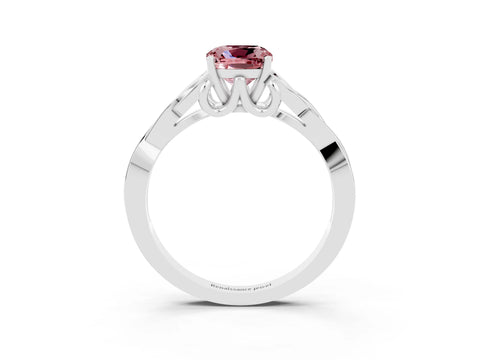White gold Cushion Cut Morganite Solitaire Celtic Knot Ring with Four-Prong Setting_15