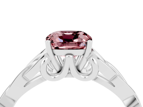 White gold Cushion Cut Morganite Solitaire Celtic Knot Ring with Four-Prong Setting_16