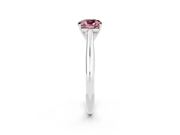 Platinum Cushion Cut Morganite Solitaire Engagement Ring with Cathedral Setting and Four-Prong Mount
