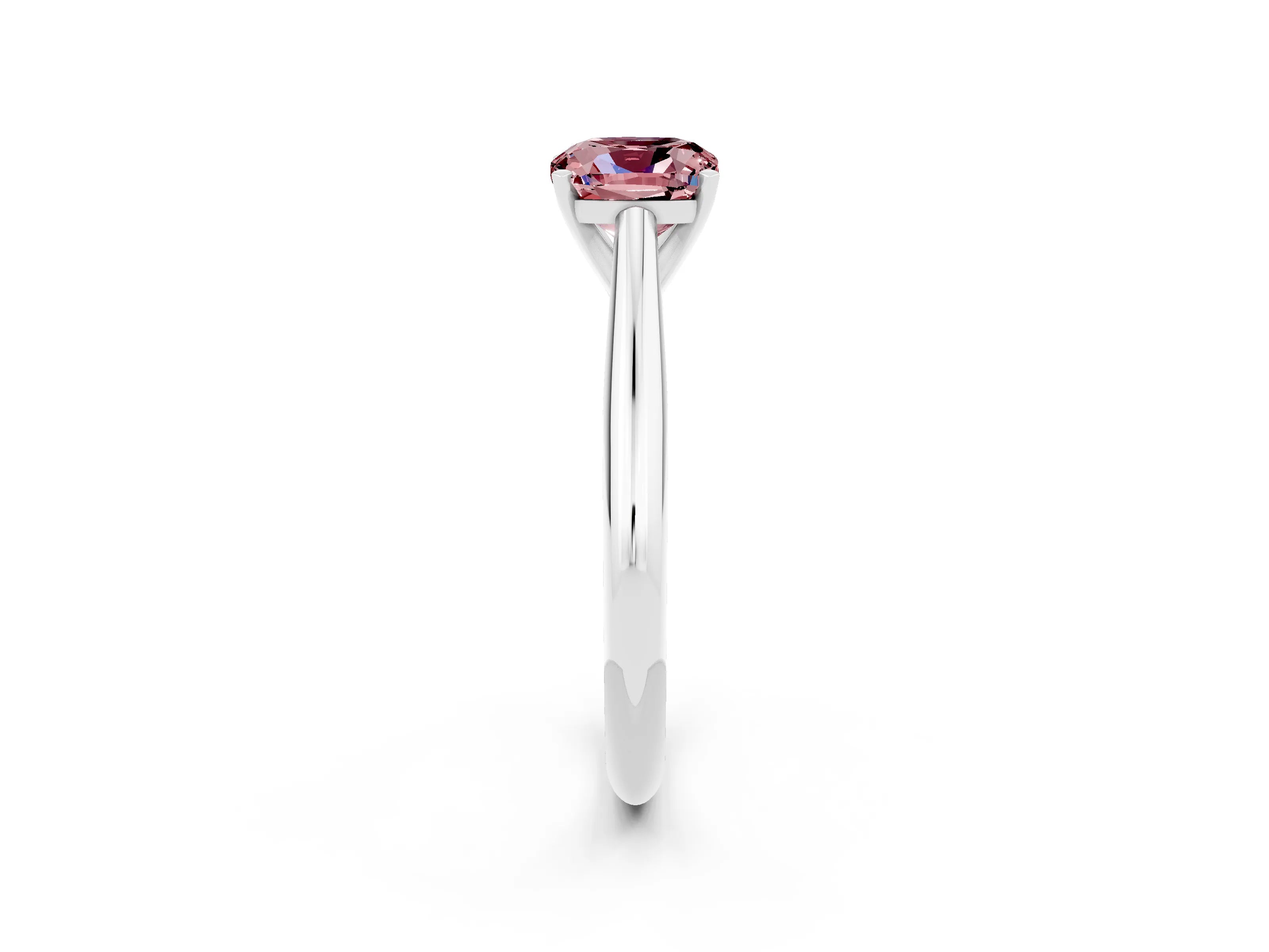 White gold Cushion Cut Morganite Solitaire Engagement Ring with Cathedral Setting and Four-Prong Mount_14